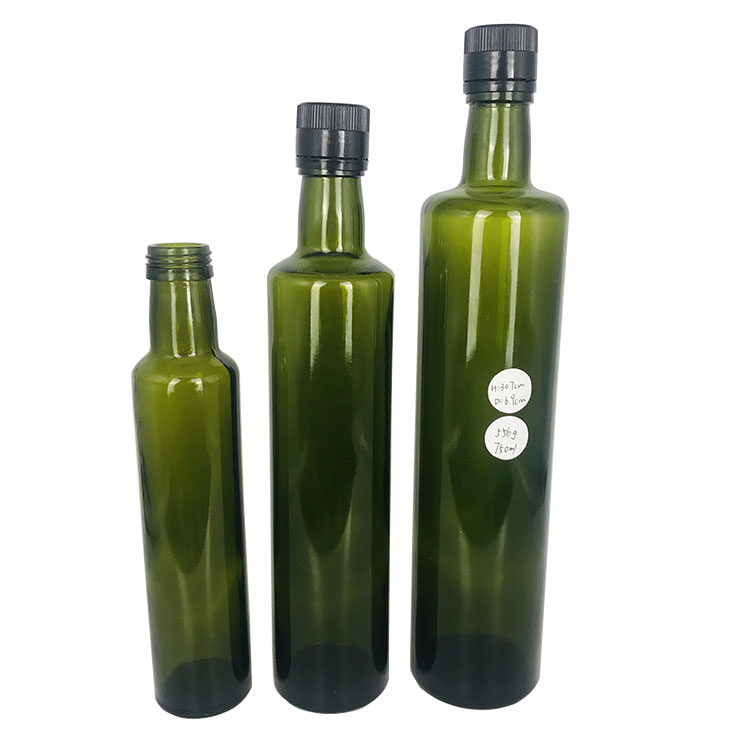 250ml 500ml 750ml 1000ml round dark green olive oil glass bottles wholesale