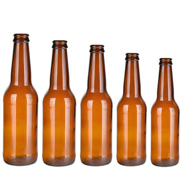 Wholesale 330ml 500ml empty glass amber beer bottle