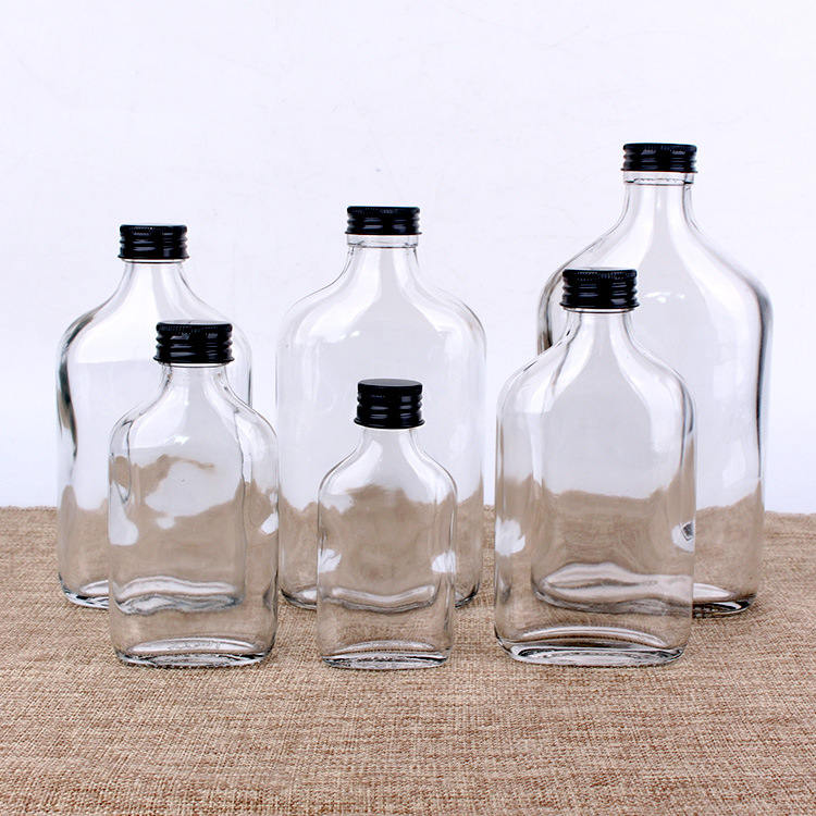 empty 187ml 200ml 250ml 375ml 500ml bulk flat glass wine bottles manufacturers