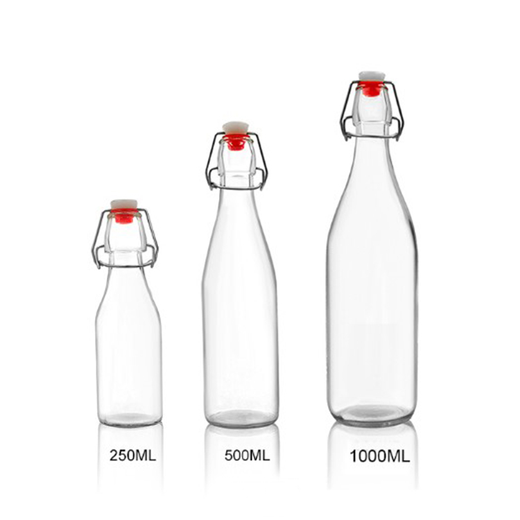 Regular design 250ml 500ml 750ml 1000ml swing top glass beverage bottles