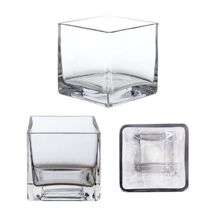 Clear glass candle container 200 ml square glass candle jars