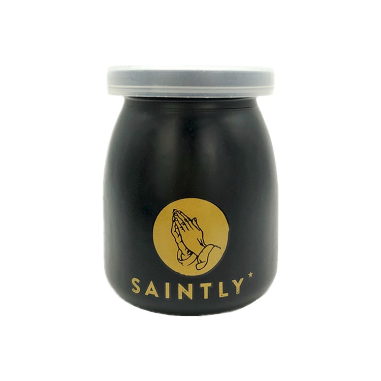 custom made 100ml 200ml Black color glass pudding jar with plastic cap and cork