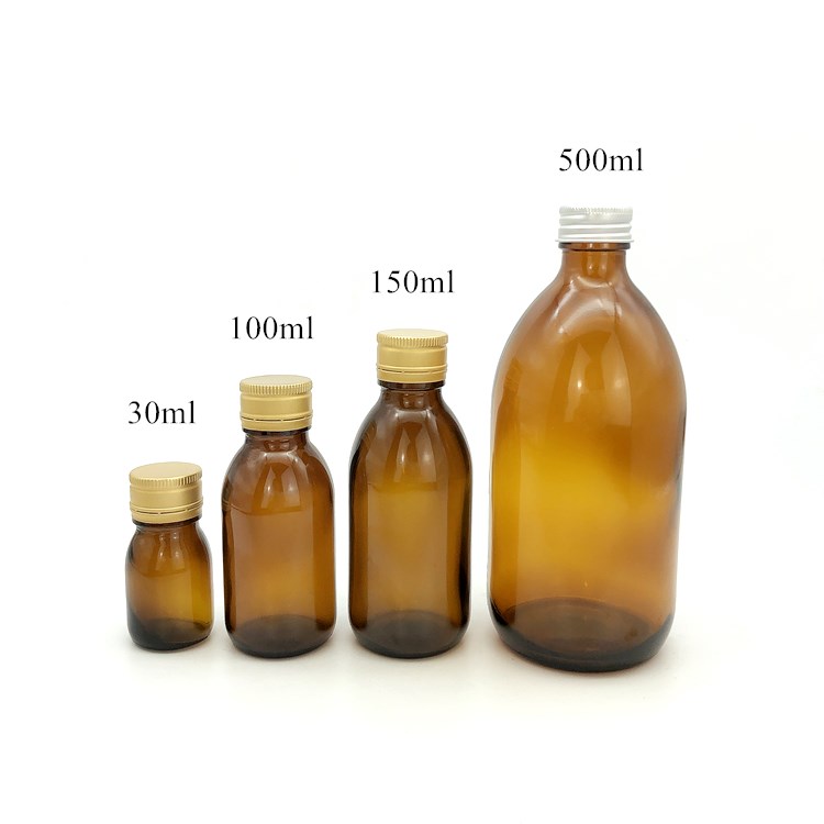 wholesale 30ml-500ml amber glass storage bottles with aluminum cap