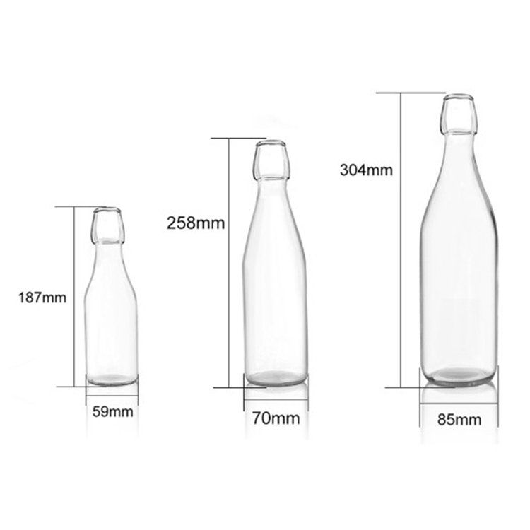 Regular design 250ml 500ml 750ml 1000ml swing top glass beverage bottles