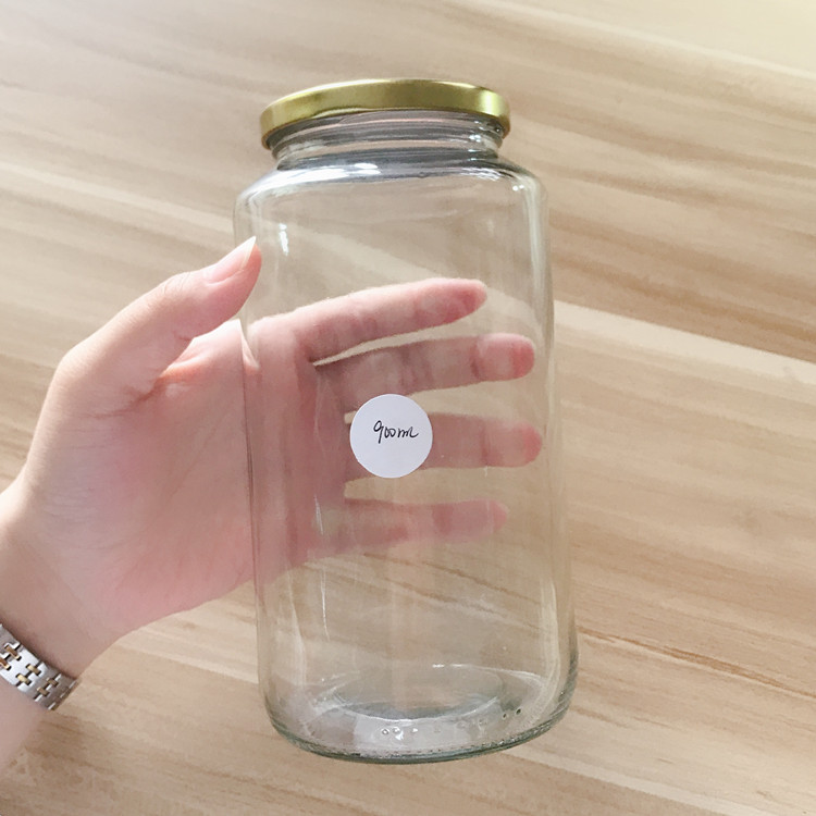 32oz 900ml large round food glass storage jar with metal lid wholesale