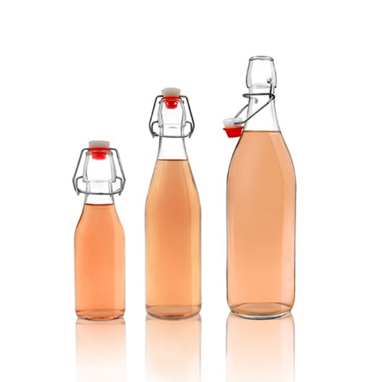 Regular design 250ml 500ml 750ml 1000ml swing top glass beverage bottles