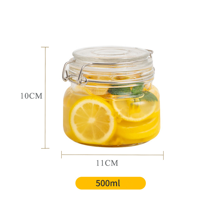 Wholesale 500ml Glass Storage Jar With glassCover Jars Seal Lids / heat-resistant glass jar /Glass Containers With metal Lids