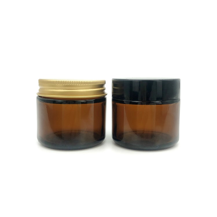 wholesale 2oz 50ml amber glass jar for cosmetic with cap