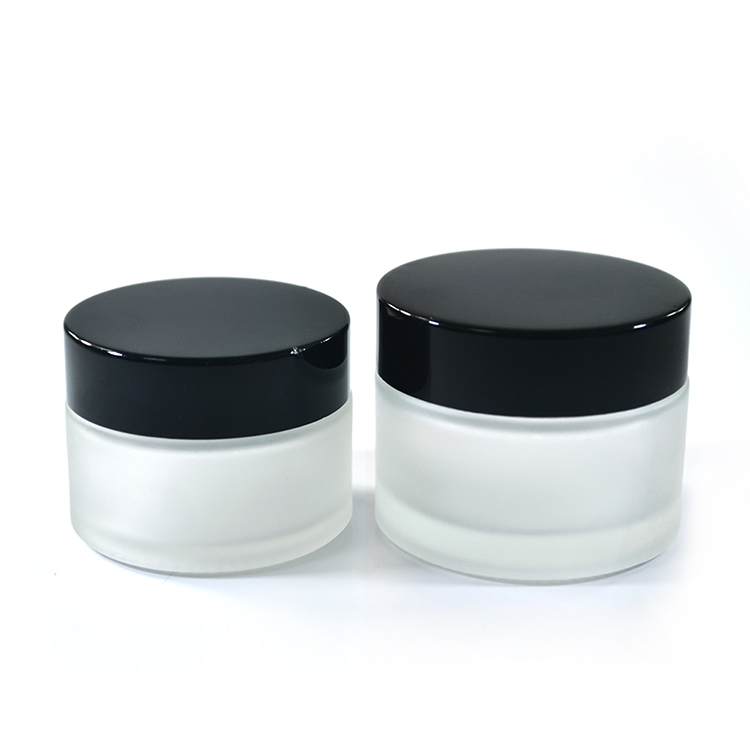 Luxury Frosted Cosmetics Packaging Containers Glass Cream Jar with Bamboo Aluminum Lid