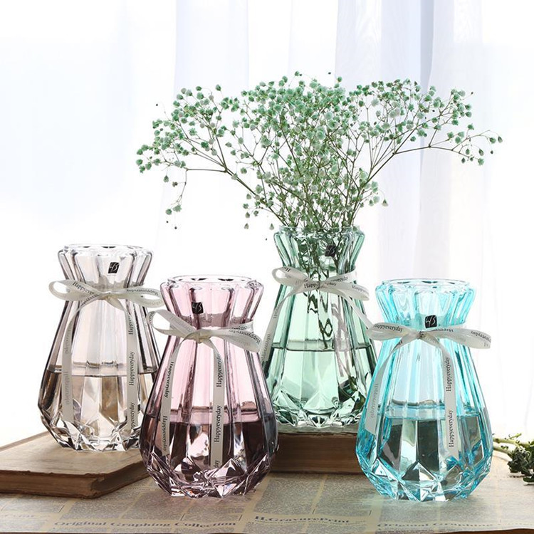 New design glass flower bottle glass vase for decoration