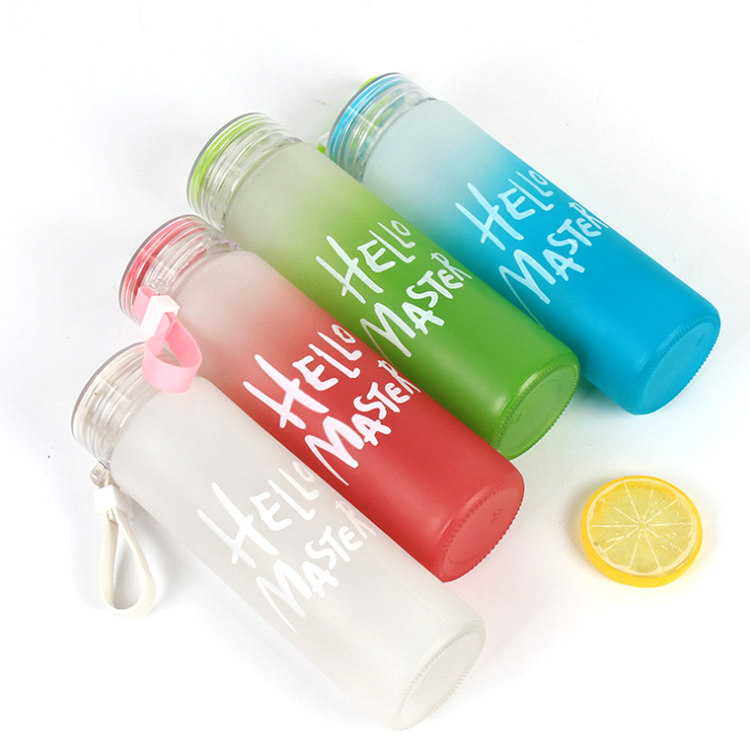 420ml Custom Frosted Glass Water Bottle For Water