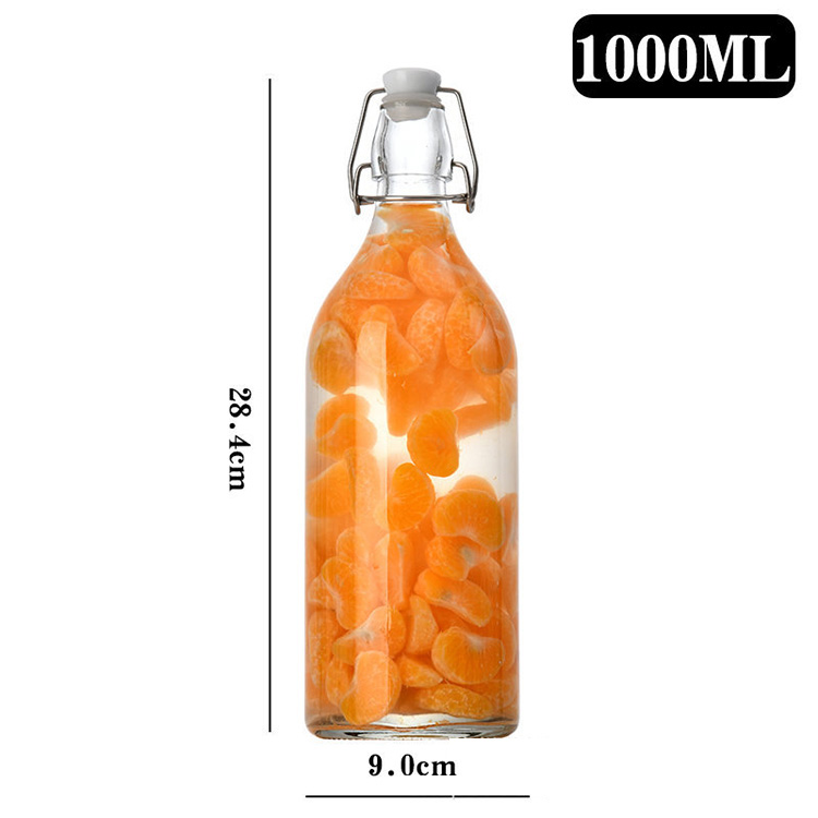 350ml 500ml 1000ml glass beverage milk bottle with swing top sealed lids