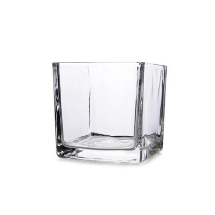 Clear glass candle container 200 ml square glass candle jars