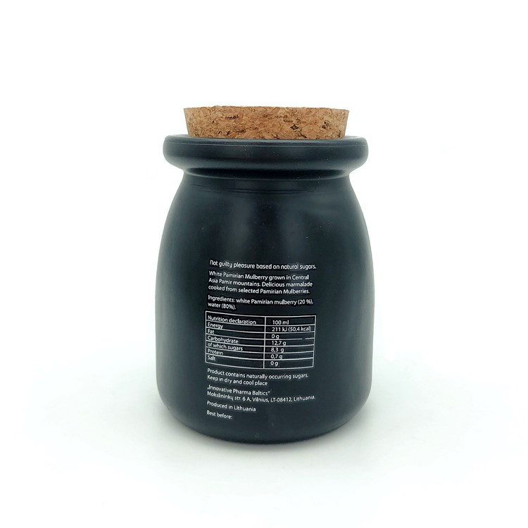 custom made 100ml 200ml Black color glass pudding jar with plastic cap and cork