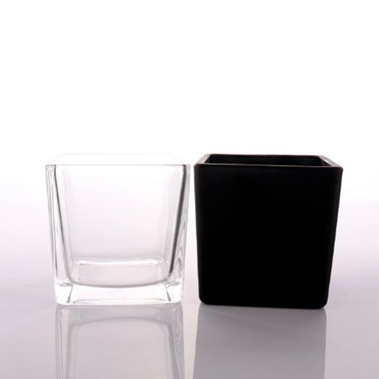 Clear glass candle container 200 ml square glass candle jars