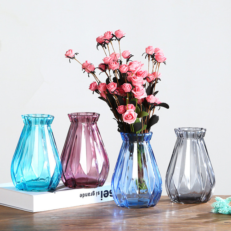 New design glass flower bottle glass vase for decoration