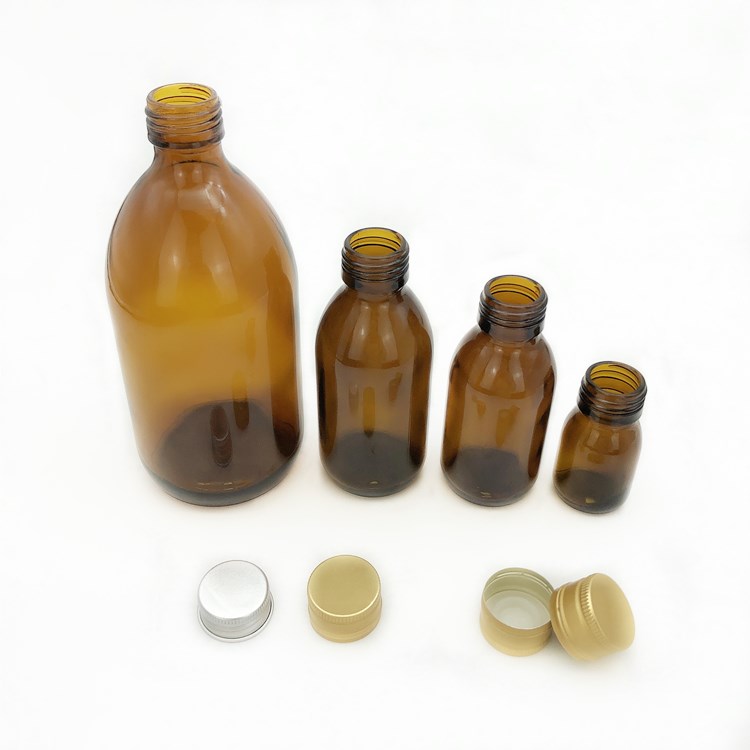 wholesale 30ml-500ml amber glass storage bottles with aluminum cap