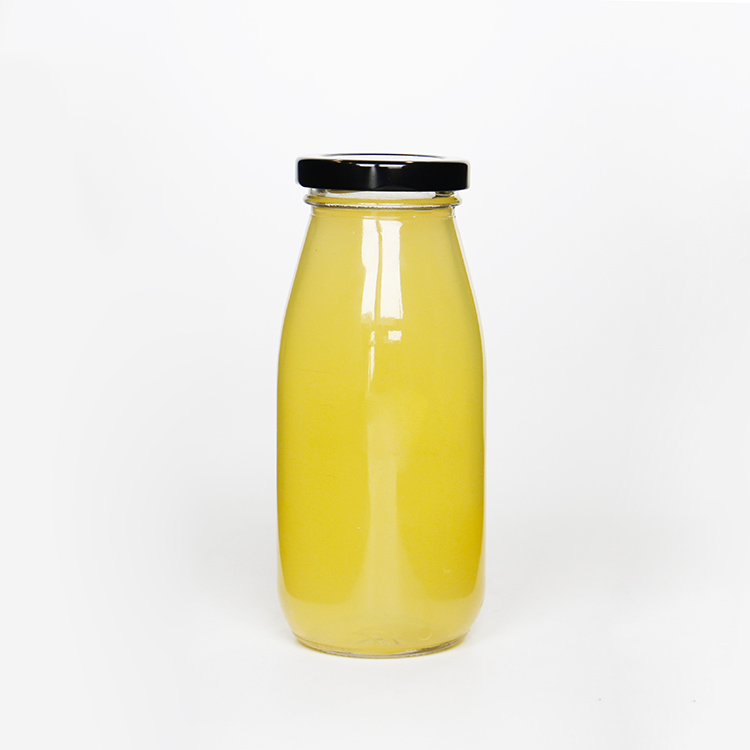 200ml Glass Milk Bottle With Metal Lid Flint Glass Material For Beverage Juice