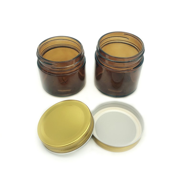 customize 200ml-500ml amber round glass storage jars with screw cap