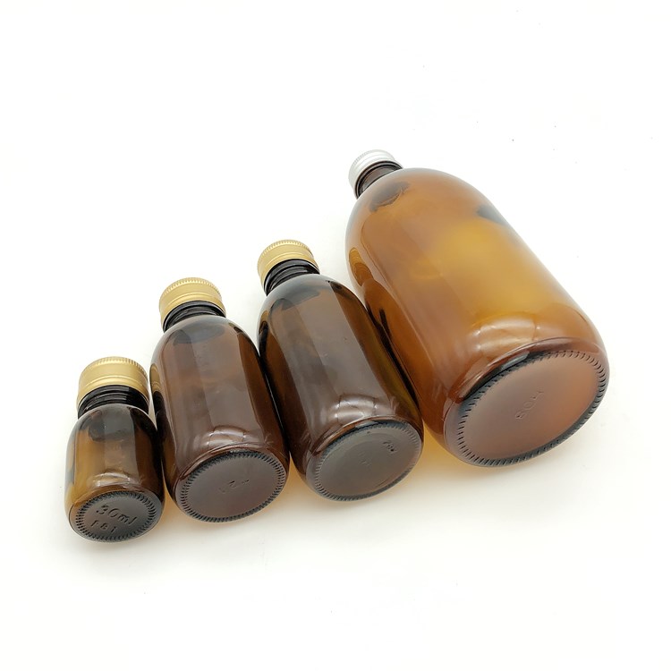 wholesale 30ml-500ml amber glass storage bottles with aluminum cap