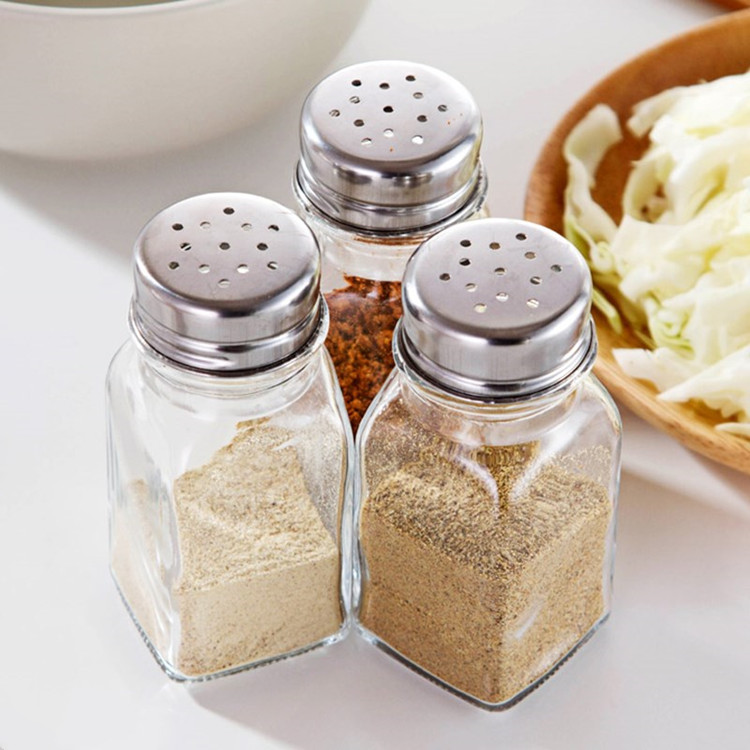 in bulk mini square 70ml spice kitchen glass storage jar with cap and hole