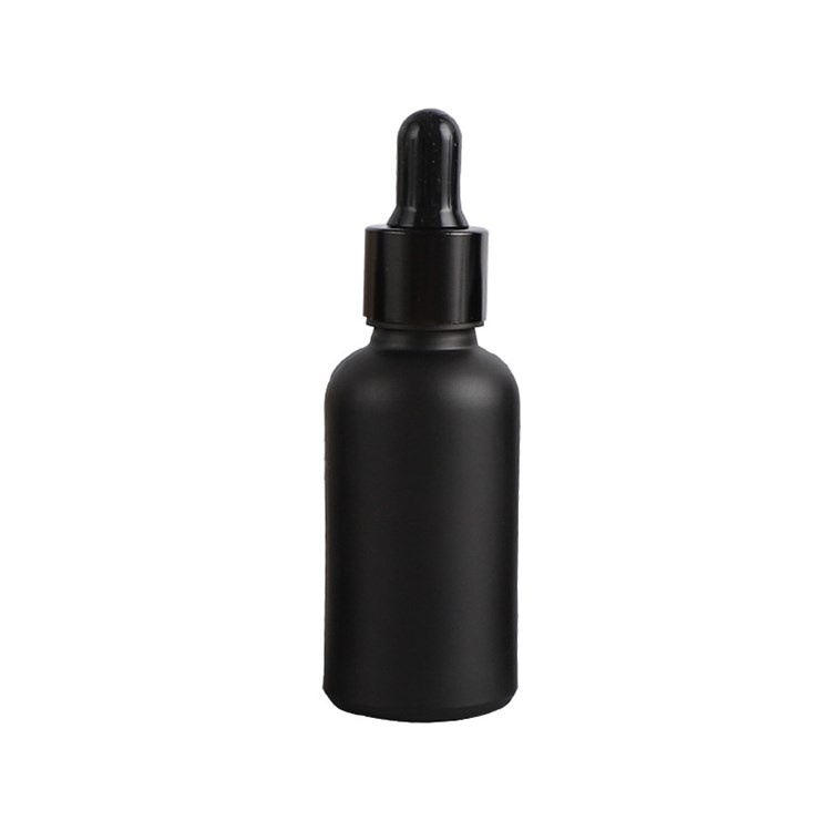 wholesale 5ml-100ml matte black glass cosmetic bottle with dropper