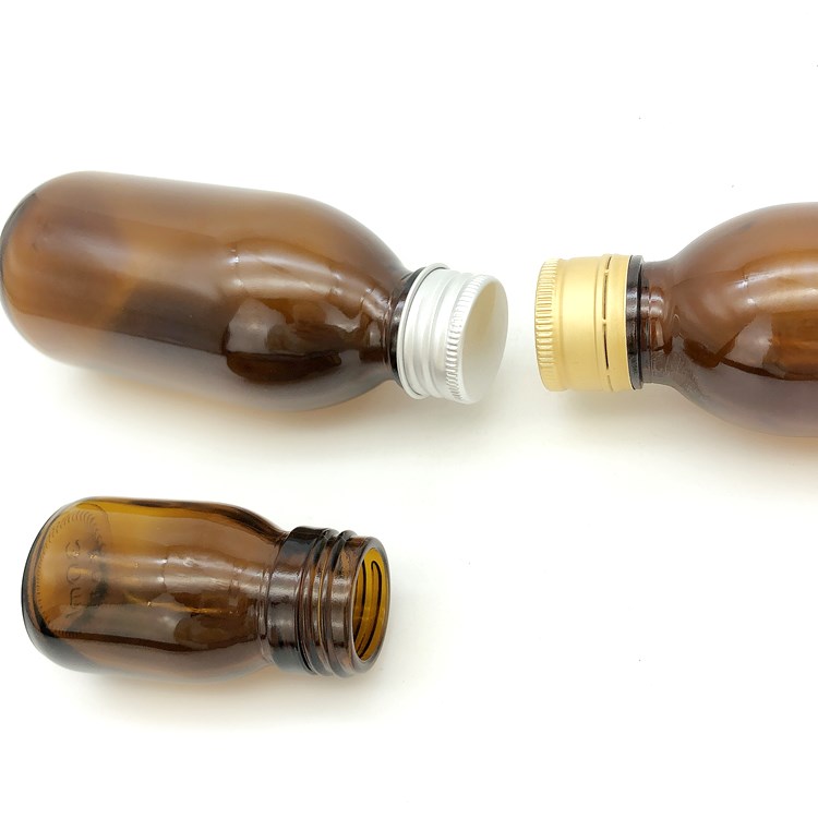 wholesale 30ml-500ml amber glass storage bottles with aluminum cap