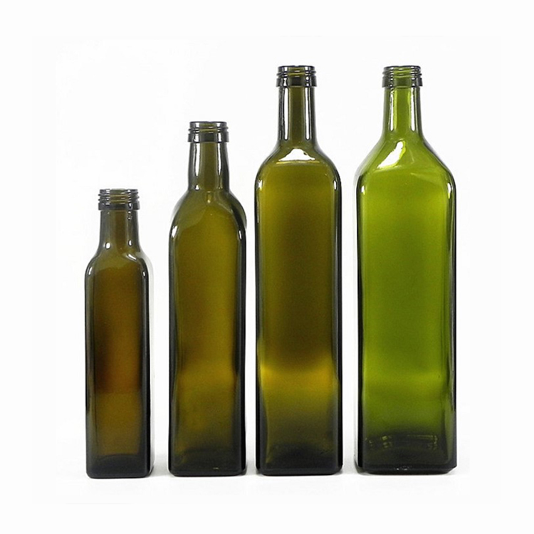 Empty customized 250ml 500ml 750 ml olive oil glass bottle/square olive oil bottle