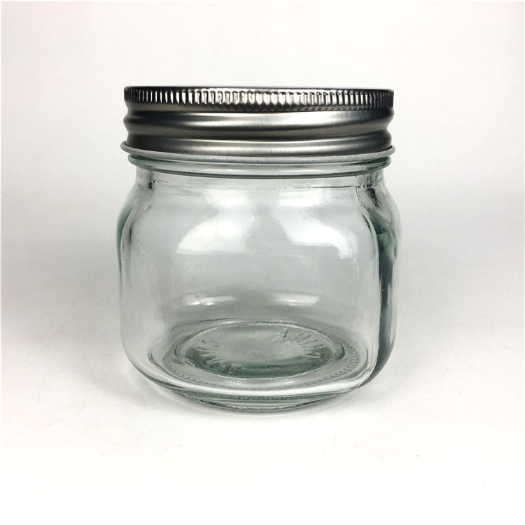 Wholesale 250 ml square shape jelly jam jar glass mason jar with screw cap