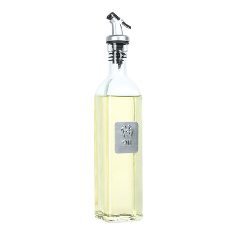 Hot Sell Square Shape 500ml Empty Glass Vinegar Olive Oil Bottle with Dispenser