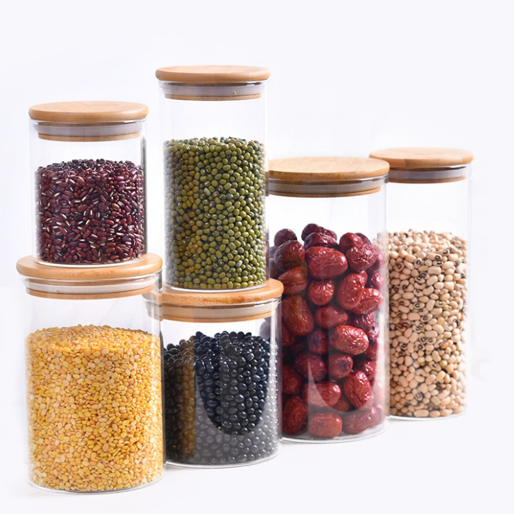 Eco Friendly Glass Storage Jars With Lid Food Kitchen Glass Jar