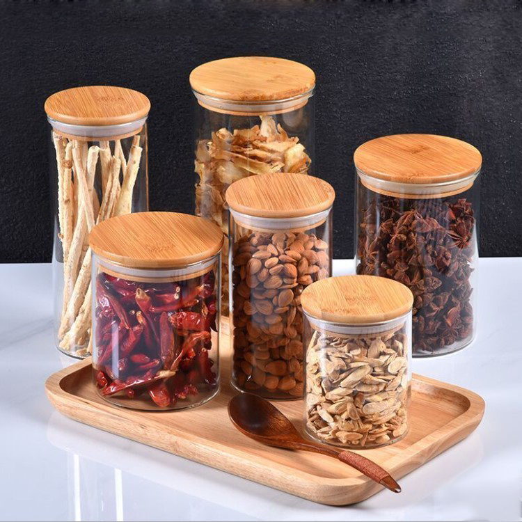 Eco Friendly Glass Storage Jars With Lid Food Kitchen Glass Jar