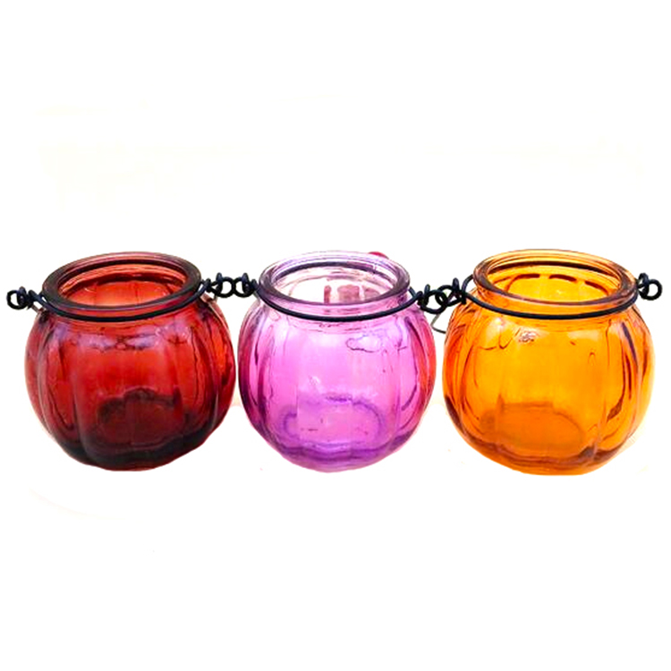 Decorative colored jar glass vase and candle holder for scented candle