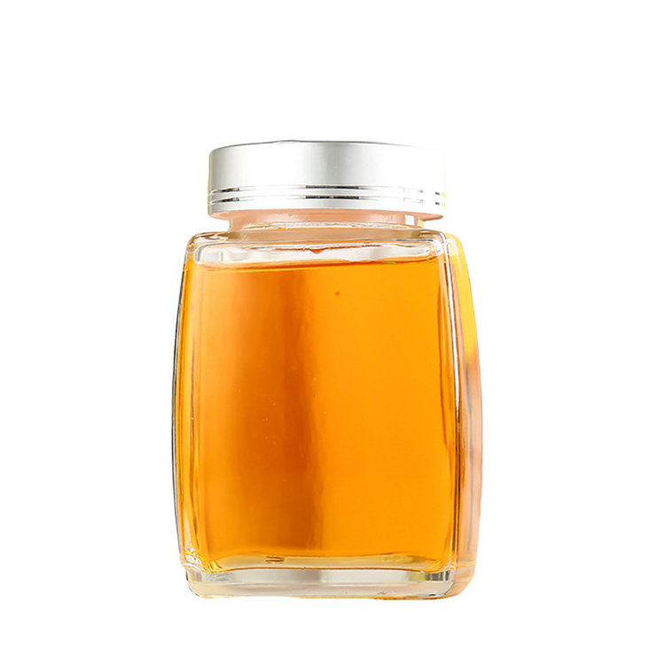 Wholesale 6oz square glass jar for honey glass jar with metal cap