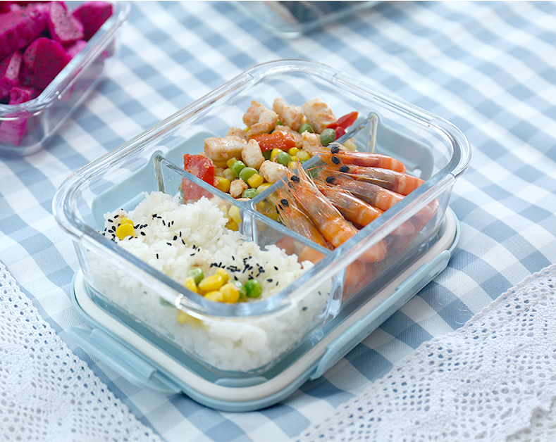 food container lunch box microwave safe kids office use glass lunches boxes with cap made in China
