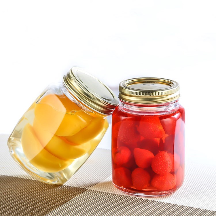 high quality 300ml 500ml glass storage jars jam jar with screw cap