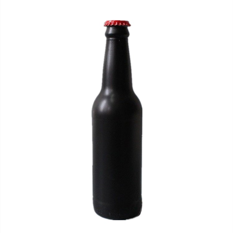 customize 330ml black glass bottle for sodas and beer with crown cap