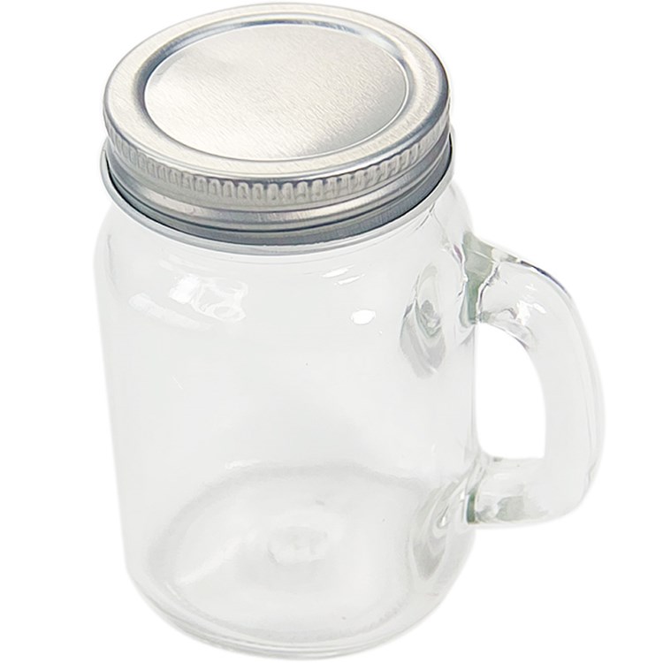 small 4oz 120ml clear glass storage jar mason jar with handle and lid