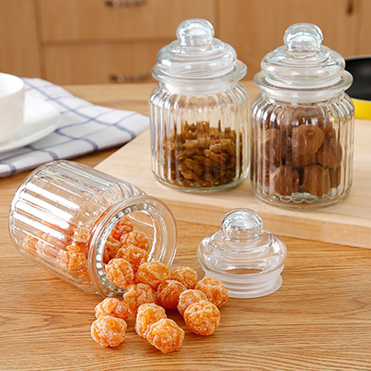 airtight 300ml kitchen glass container for condiments with glass cover