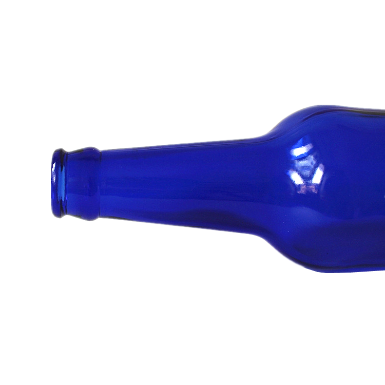 Wholesale 500ml blue color glass beer bottle with crown cap