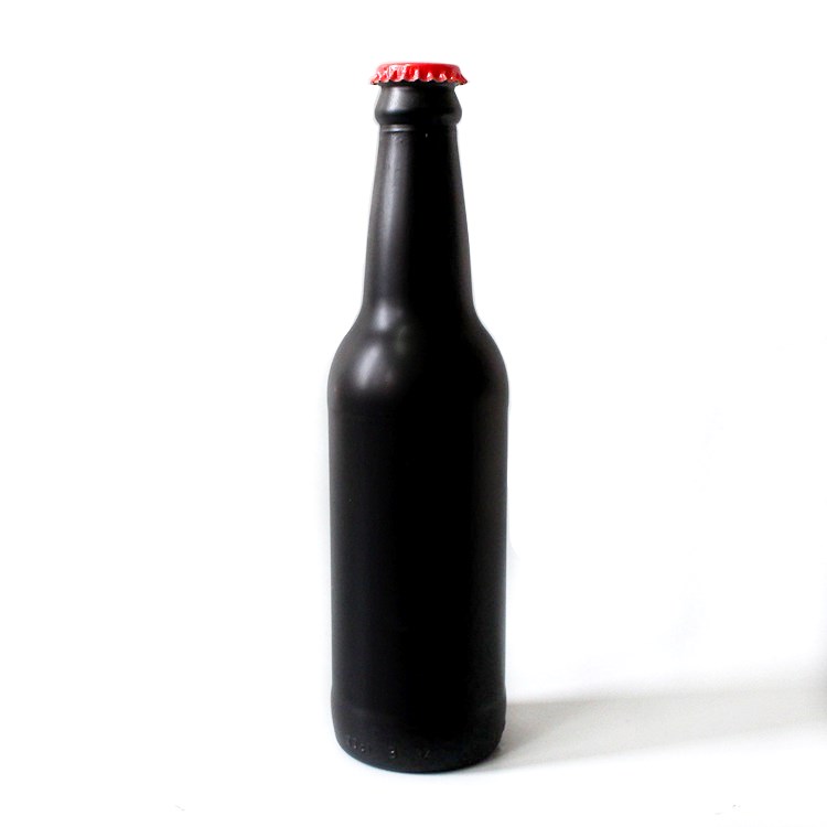 customize 330ml black glass bottle for sodas and beer with crown cap