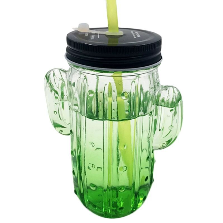 Glass Mason Jar 16oz 480ml Cheap Custom Glass with Straw and Metal Lid Kitchen Storage Bottles