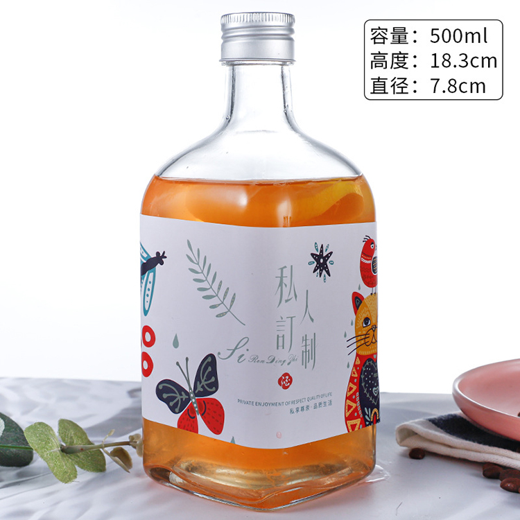 New design glass bottle for wine beverage 100ml 250ml 300ml 375ml 500ml square glass bottle with cork