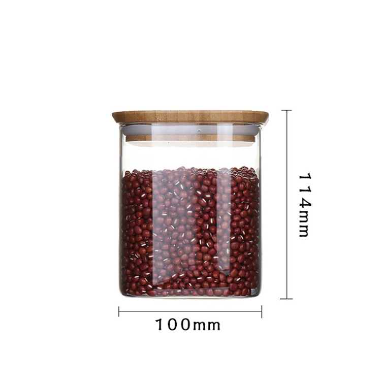 800ml 1.1L 1.4L 1.9L square heat-resisting big borosilicate glass glass jar with wooden lid