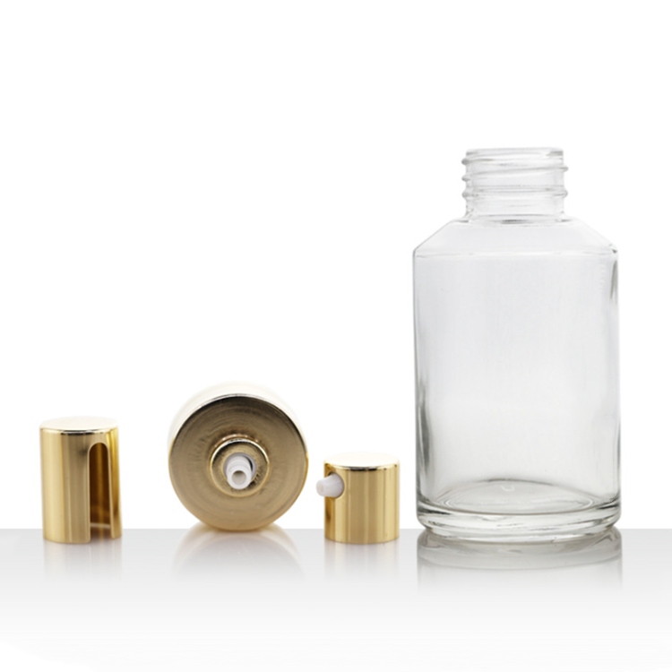 hot sale 15ml-200ml round cosmetic glass bottles with spray cap and pump