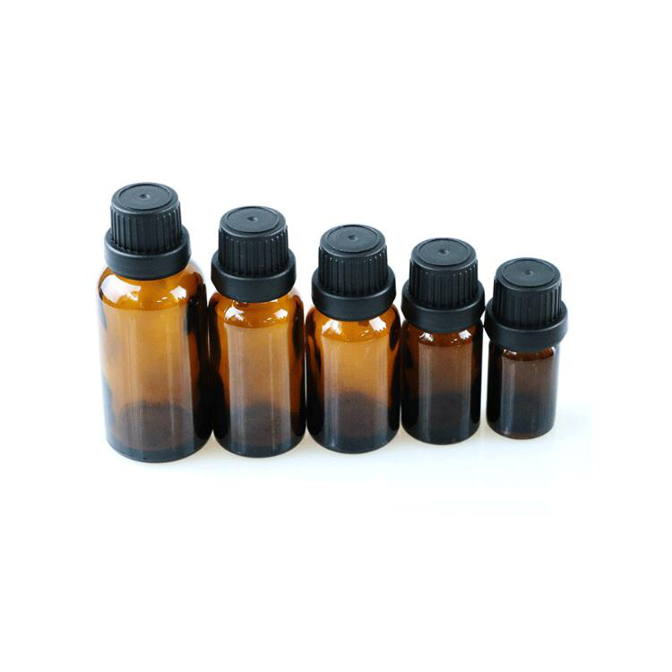 Hot sales 5ml 10ml 15ml 30ml amber glass essential oil bottle with dropper lids