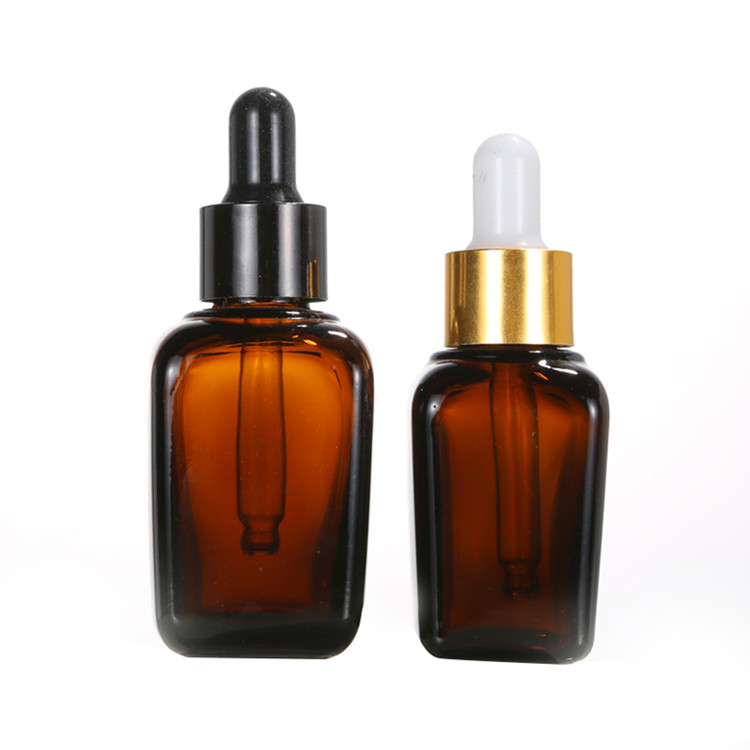 amber square 10ml-100ml glass bottle for essential oil with dropper cap