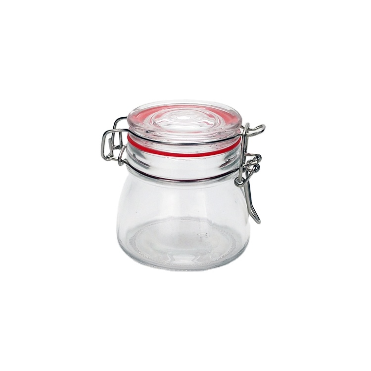 High quality round 150ml clear sealed glass storage jar with clip lock lid