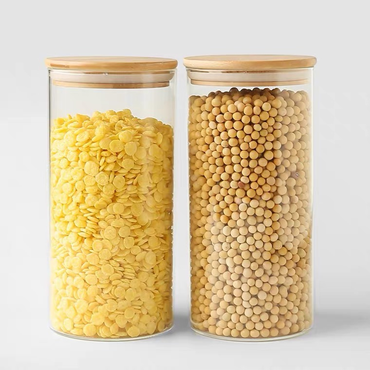 Best selling high borosilicate wide mouth airtight glass food storage jar with bamboo lid