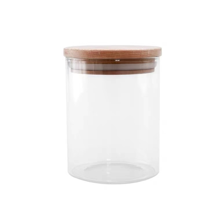 Best selling high borosilicate wide mouth airtight glass food storage jar with bamboo lid